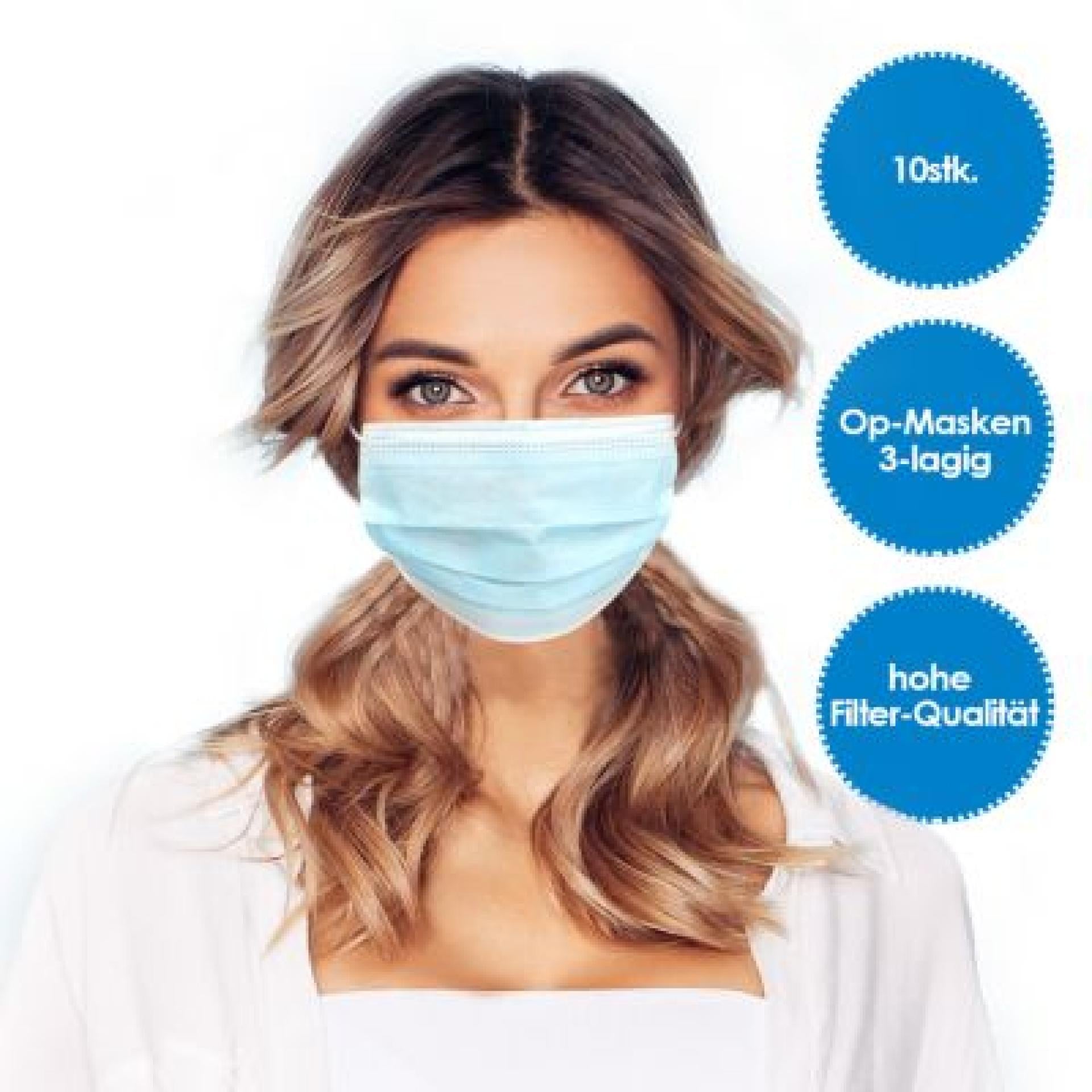 Mascarilla facial 3 capas azul 10 piezas
