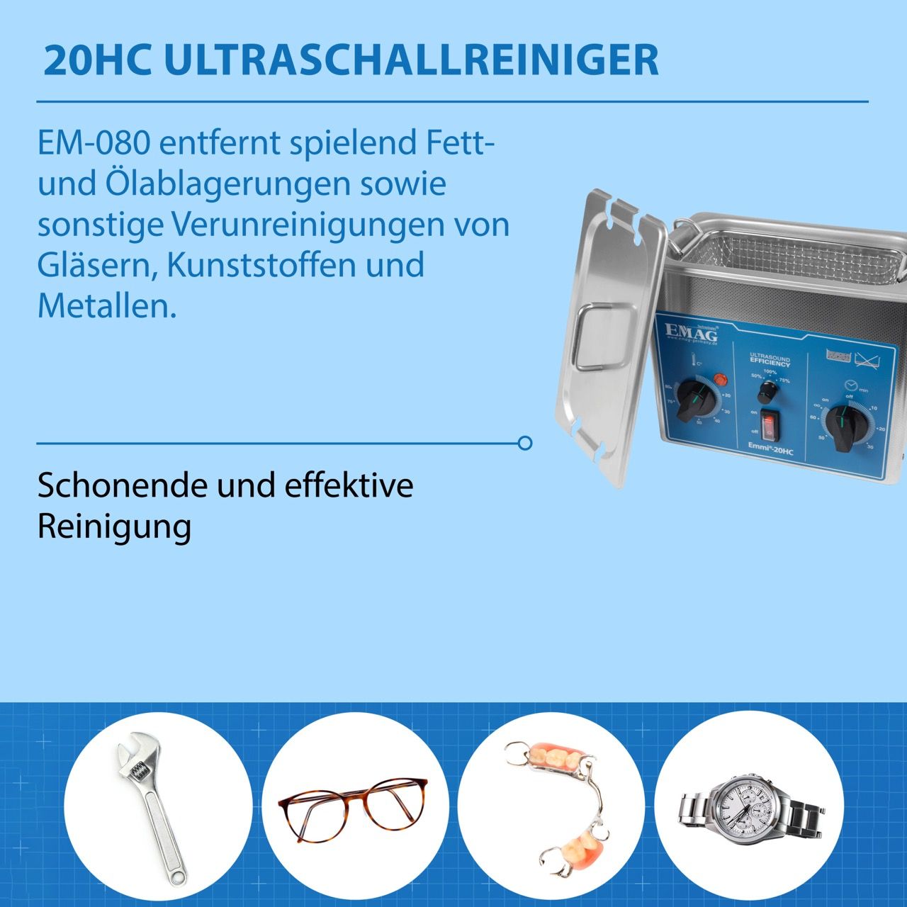 Nettoyeur à ultrasons 20HC en acier inoxydable 