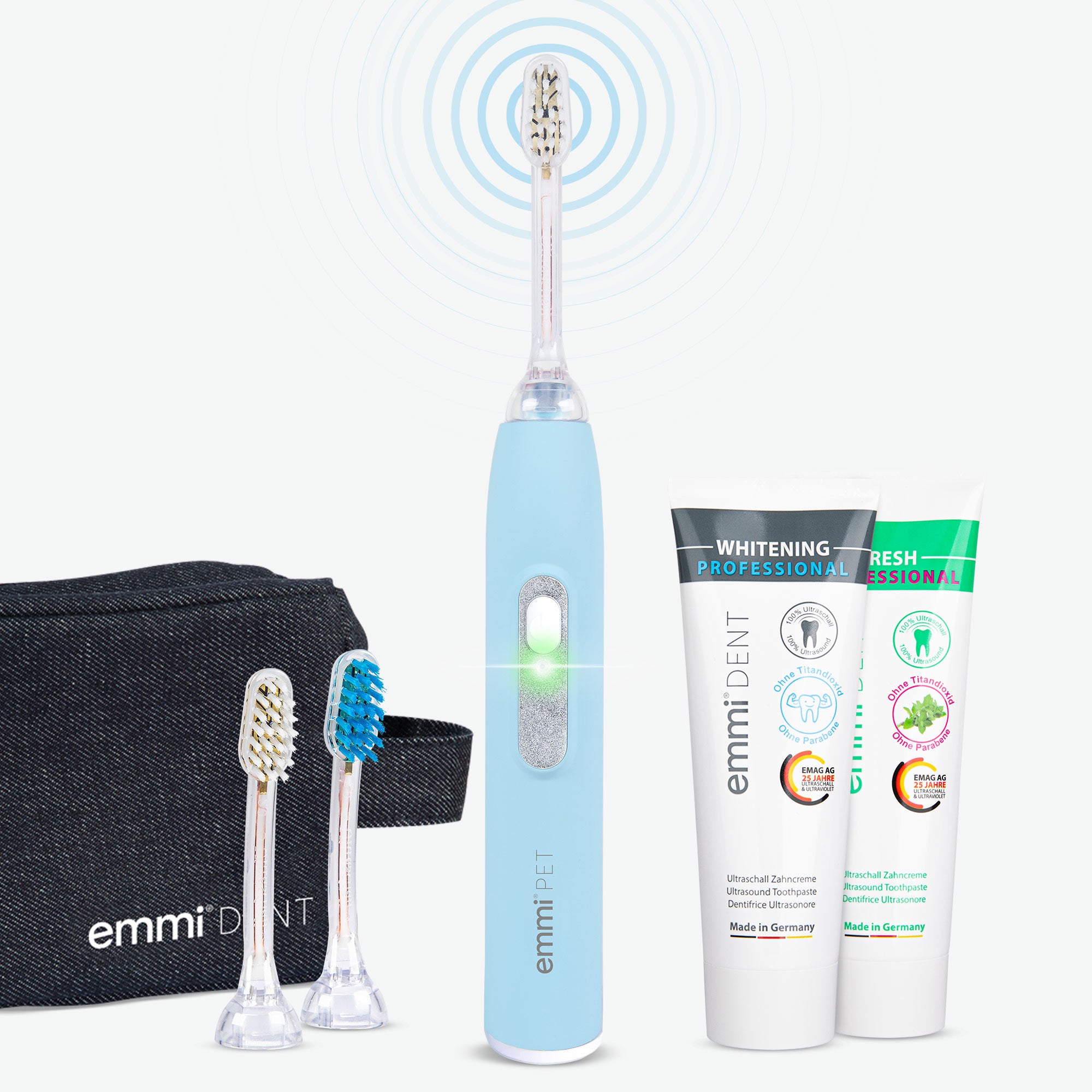 Ultrasonic Toothbrush Metallic White Teeth Set