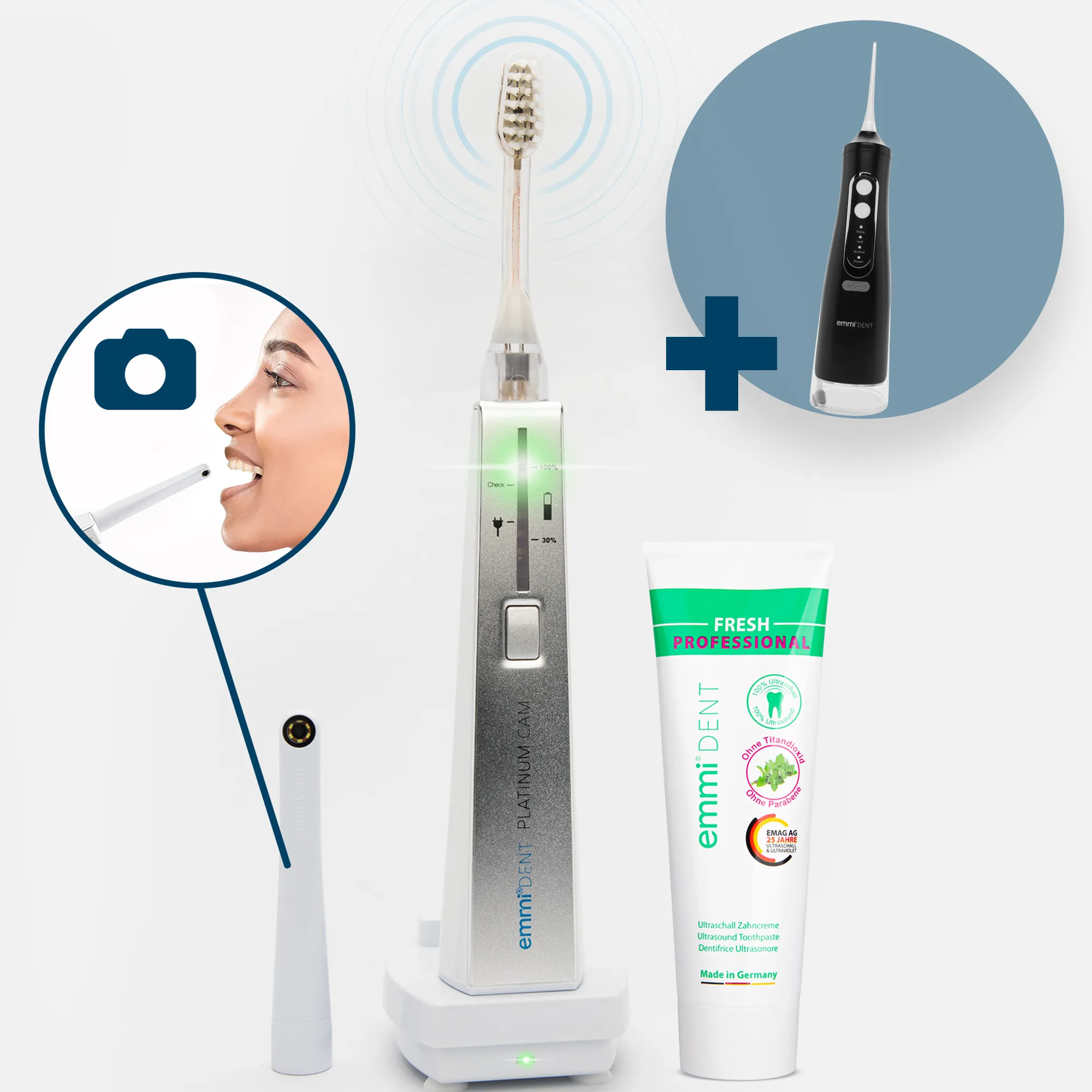 Ultraschallzahnbürste Platinum CAM + GRATIS Munddusche