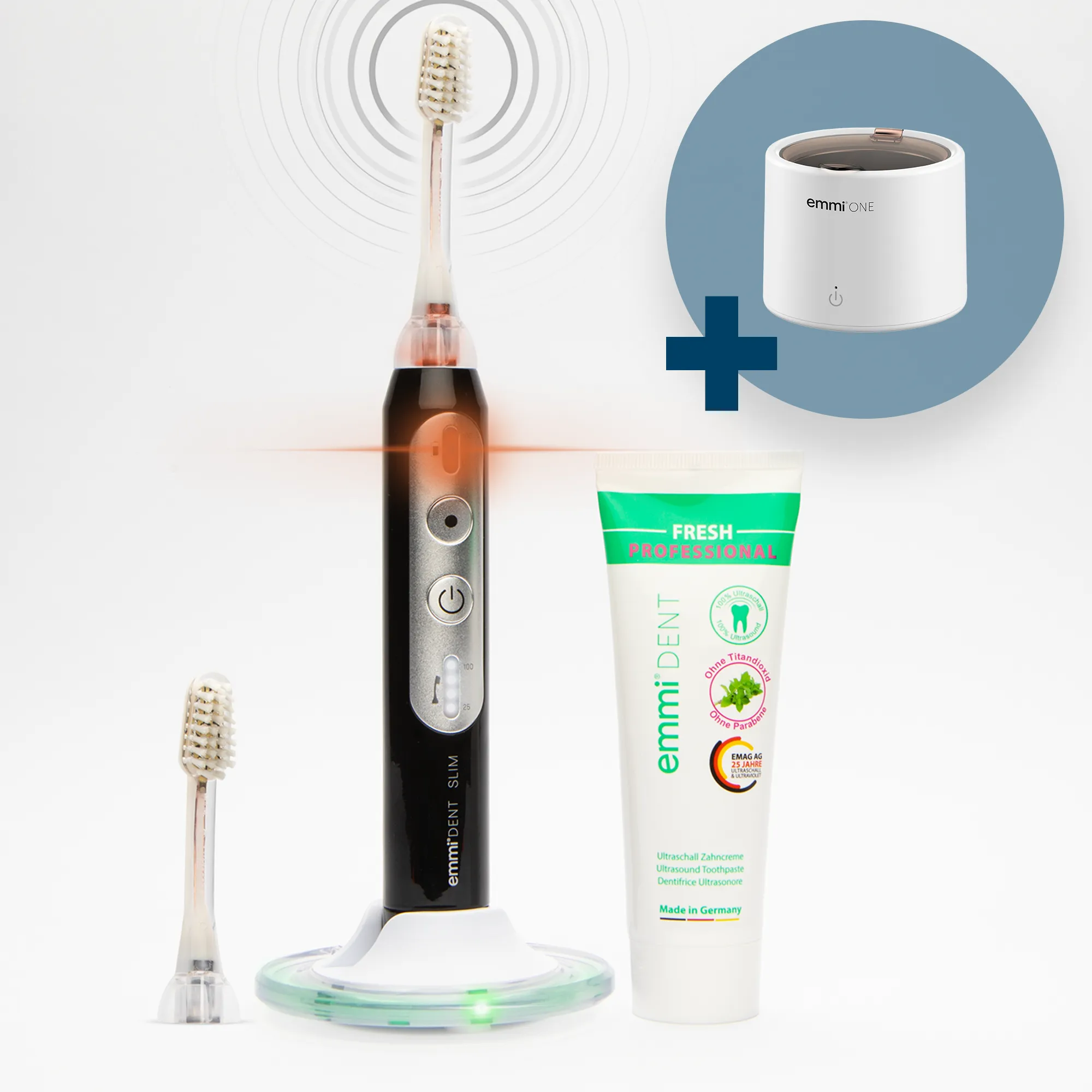 Ultraschallzahnbürste Slim + GRATIS emmi-one Ultraschallreiniger